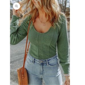 Hunter green long sleeve top